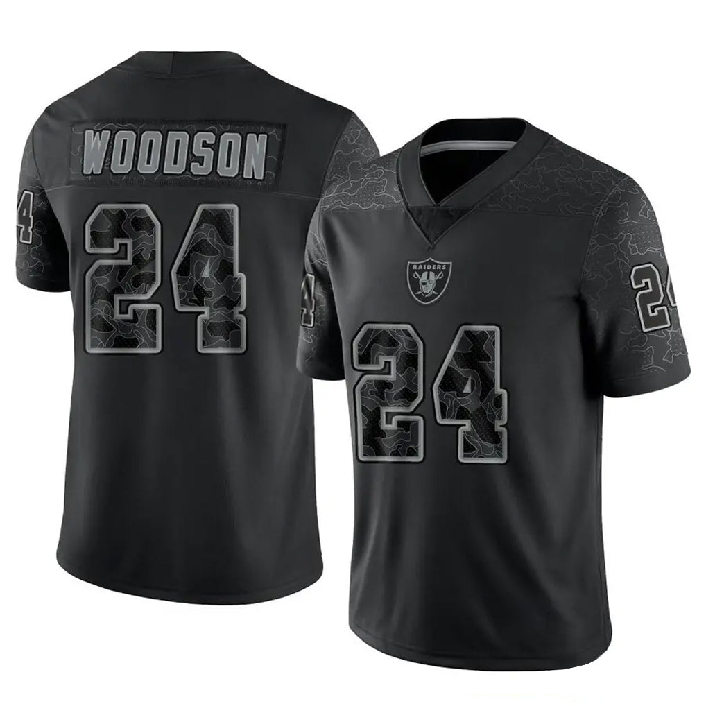 STECN LV.Raiders #24 Charles Woodson Player RFLCTV Limited Black Stitched Jerseys