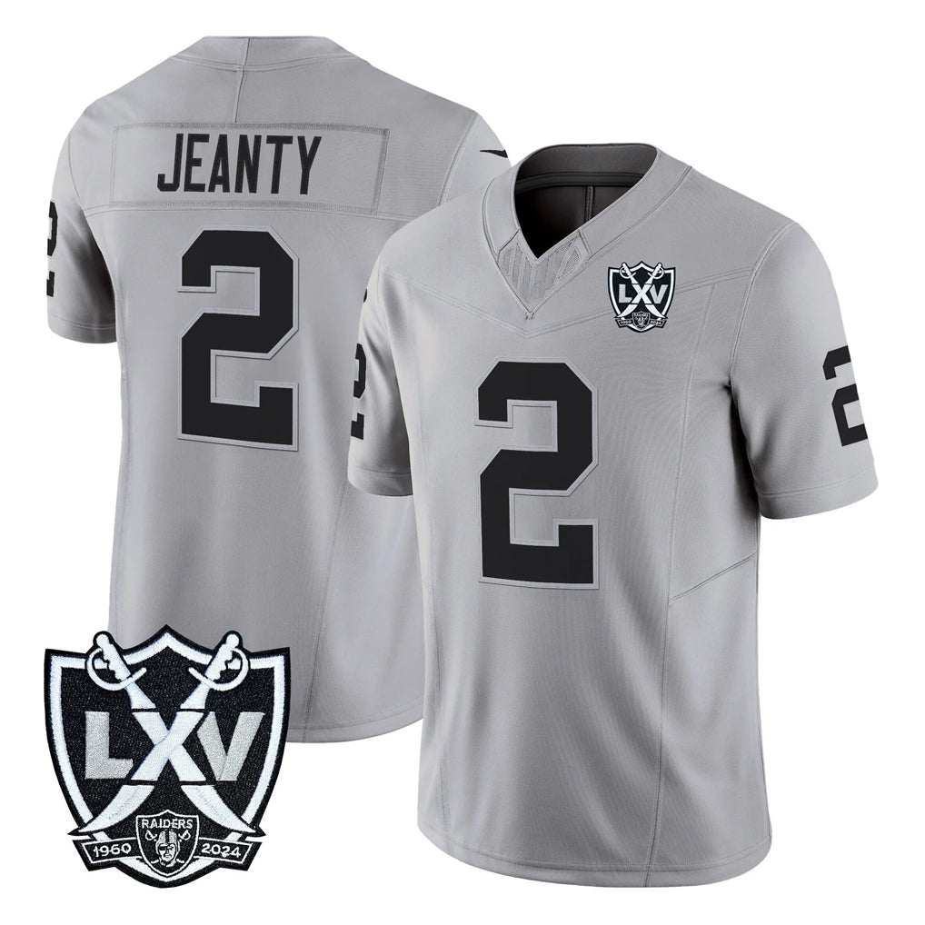 STECN LV.Raiders #2 Ashton Jeanty Player Gray 2026 Vapor Limited Home Game Stitched Jerseys