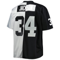 STECN LV.Raiders #34 Bo Jackson Mitchell & Ness BlackSilver Big & Tall Split Legacy Retired Player Replica Jerseys