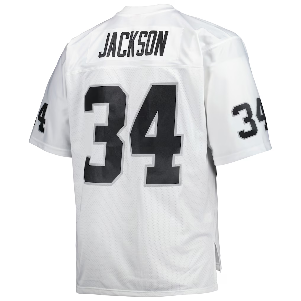 STECN LV.Raiders #34 Bo Jackson Mitchell & Ness White Big & Tall 1988 Retired Player Replica Stitched Jerseys