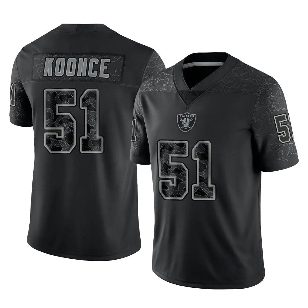 STECN LV.Raiders #51 Malcolm Koonce Player Black Reflective Limited Game Stitched Jerseys