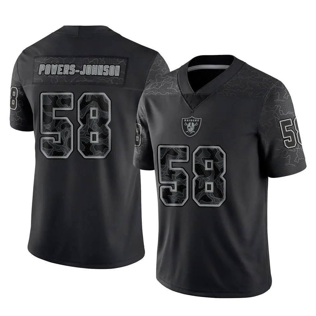 STECN LV.Raiders #58 Jackson Powers-Johnson Player Black Reflective Limited Game Stitched Jerseys