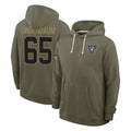 STECN LV.Raiders #65 Tyler Linderbaum Player Olive Salute to Service Pullover Hoodies Limited Stitched Jerseys