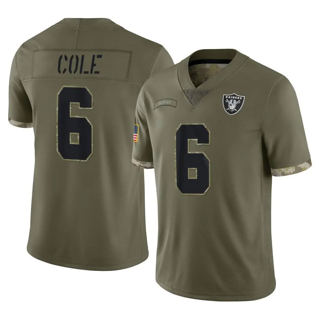 STECN LV.Raiders #6 A.J. Cole Player Olive Salute To Service Limited Stitched Jerseys