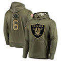 STECN LV.Raiders #6 A.J. Cole Player Olive Salute to Service Pullover Hoodies Home Game Stitched Jerseys