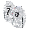 STECN LV.Raiders #7 Quay Walker Player Arctic Camo Salute to Service Hoodies Limited Game Stitched Jerseys