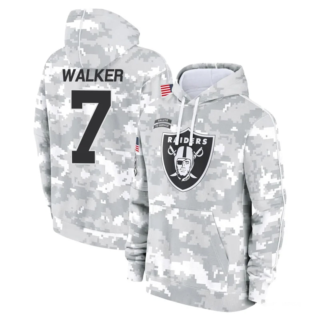 STECN LV.Raiders #7 Quay Walker Player Arctic Camo Salute to Service Hoodies Limited Game Stitched Jerseys