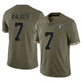 STECN LV.Raiders #7 Quay Walker Player Olive Salute To Service Limited Stitched Jerseys