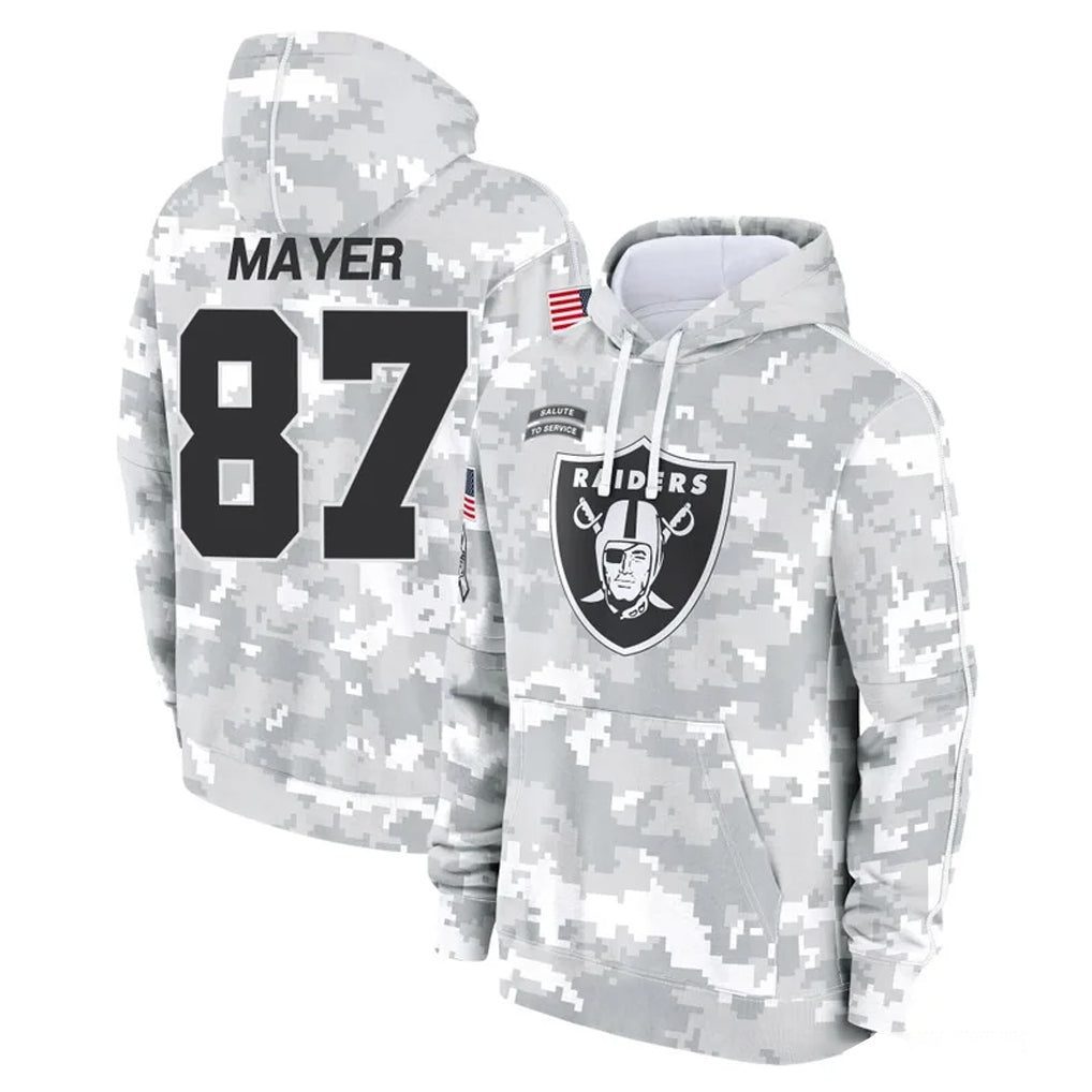 STECN LV.Raiders #87 Michael Mayer Player Arctic Camo Salute to Service Hoodies Limited Game Stitched Jerseys