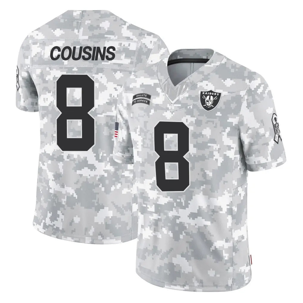 STECN LV.Raiders #8 Kirk Cousins Player Arctic Camo Salute To Service Limited Game Stitched Jerseys
