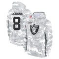 STECN LV.Raiders #8 Kirk Cousins Player Arctic Camo Salute to Service Hoodies Limited Game Stitched Jerseys