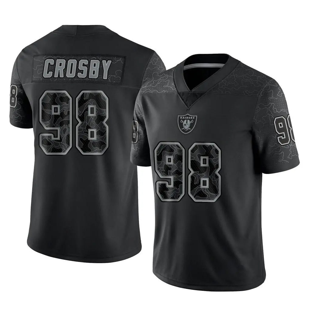 STECN LV.Raiders #98 Maxx Crosby Player Black Reflective Limited Game Stitched Jerseys