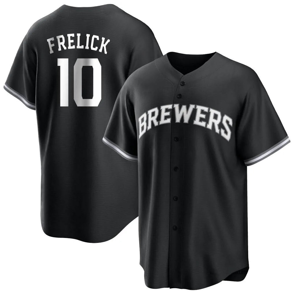 STECN M.Brewers #10 Sal Frelick Player Black Game Home Stitched Jerseys