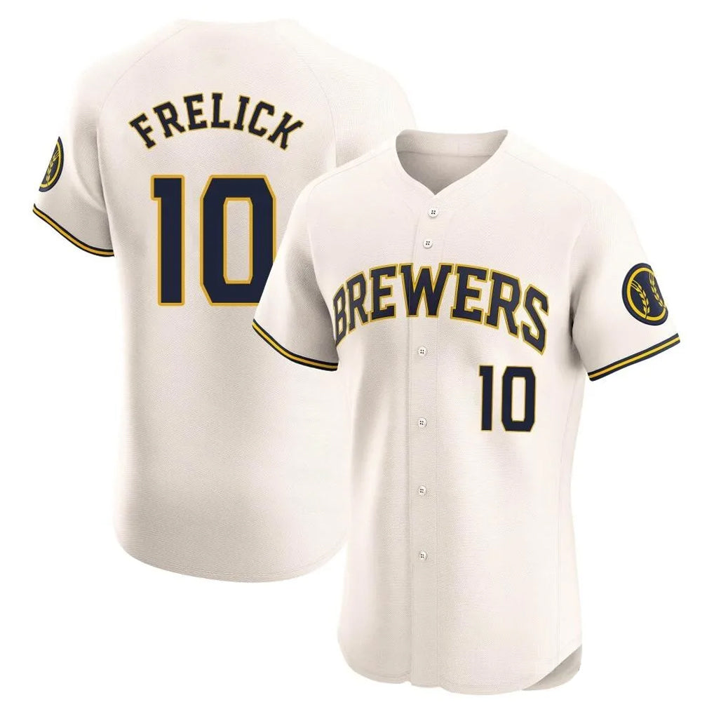 STECN M.Brewers #10 Sal Frelick Player Cream Home Limited Elite Stitched Jerseys