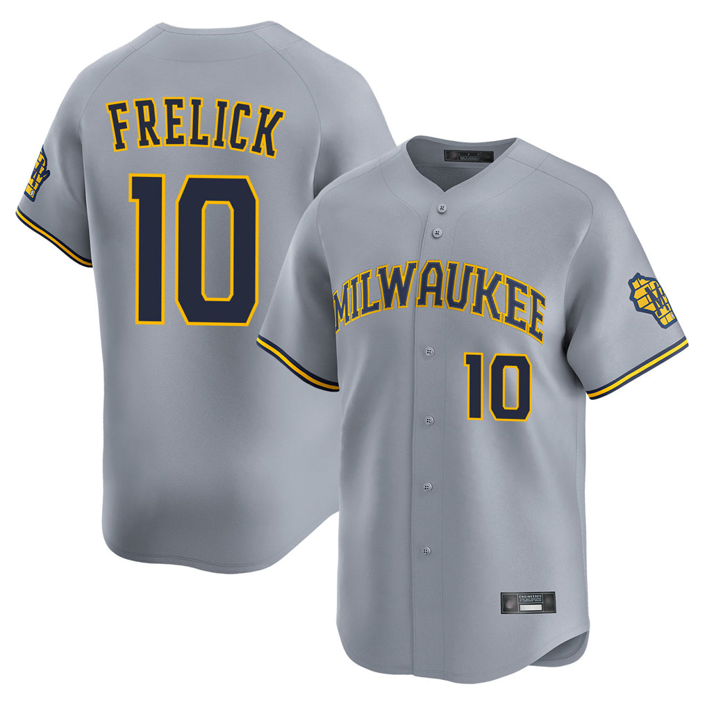 STECN M.Brewers #10 Sal Frelick Player Gray Home Limited Stitched Jerseys