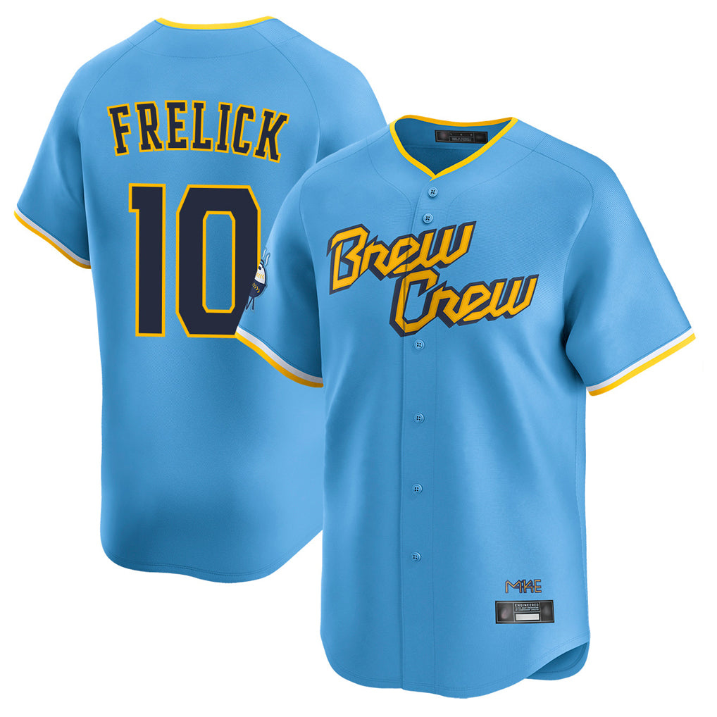 STECN M.Brewers #10 Sal Frelick Player Light Blue City Connect Home Limited Stitched Jerseys