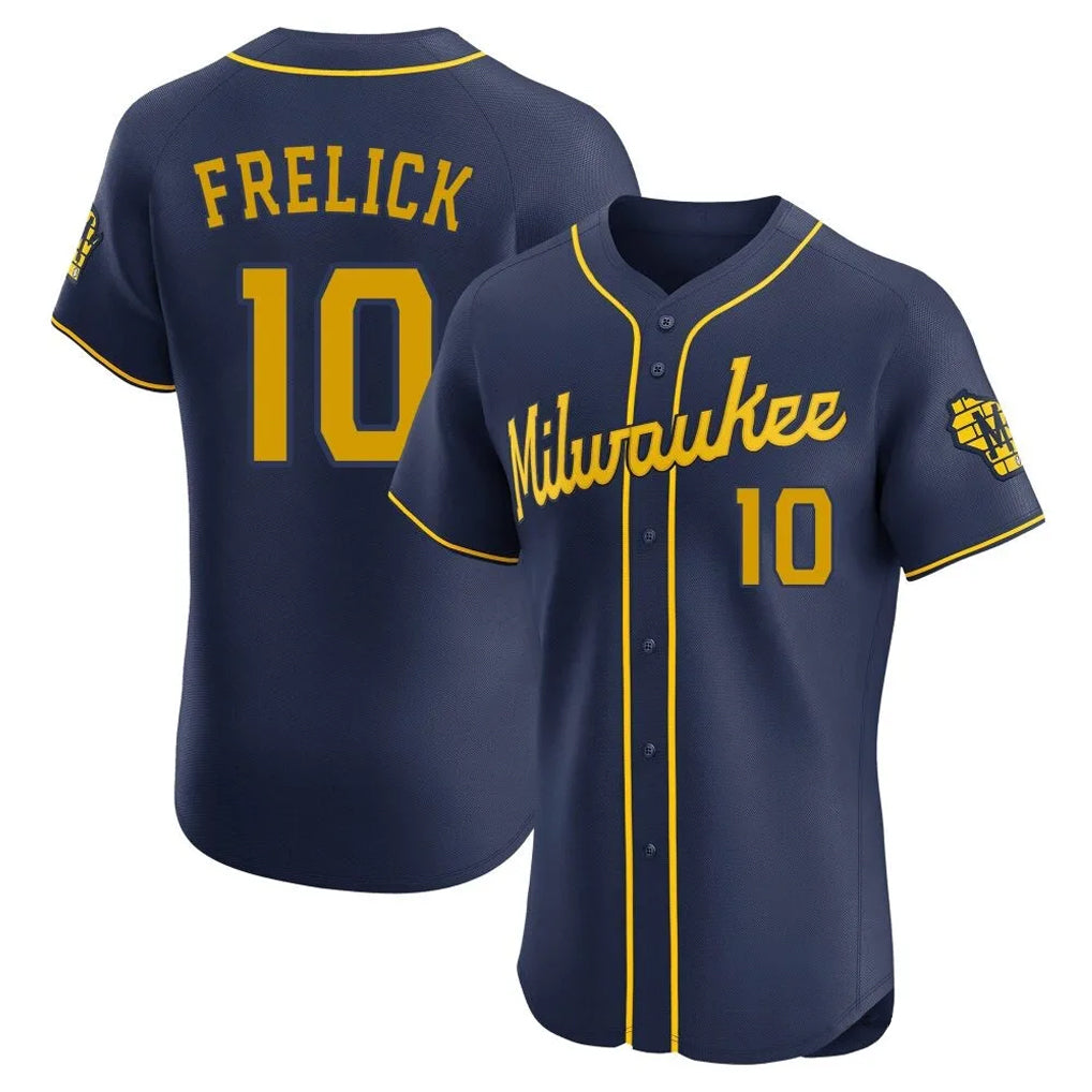 STECN M.Brewers #10 Sal Frelick Player Navy Home Limited Elite Stitched Jerseys