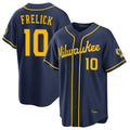 STECN M.Brewers #10 Sal Frelick Player Navy Home Stadium Game Stitched Jerseys