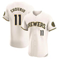 STECN M.Brewers #11 Jackson Chourio Player Cream Home Limited Elite Stitched Jerseys