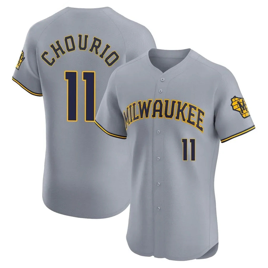 STECN M.Brewers #11 Jackson Chourio Player Gray Home Limited Elite Stitched Jerseys