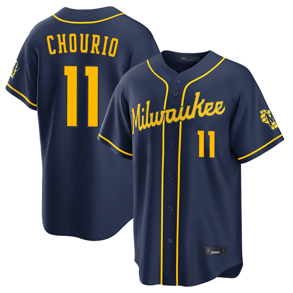 STECN M.Brewers #11 Jackson Chourio Player Navy Home Stadium Game Stitched Jerseys
