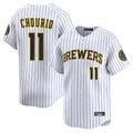 STECN M.Brewers #11 Jackson Chourio Player White Stripes Home Limited Game Stitched Jerseys