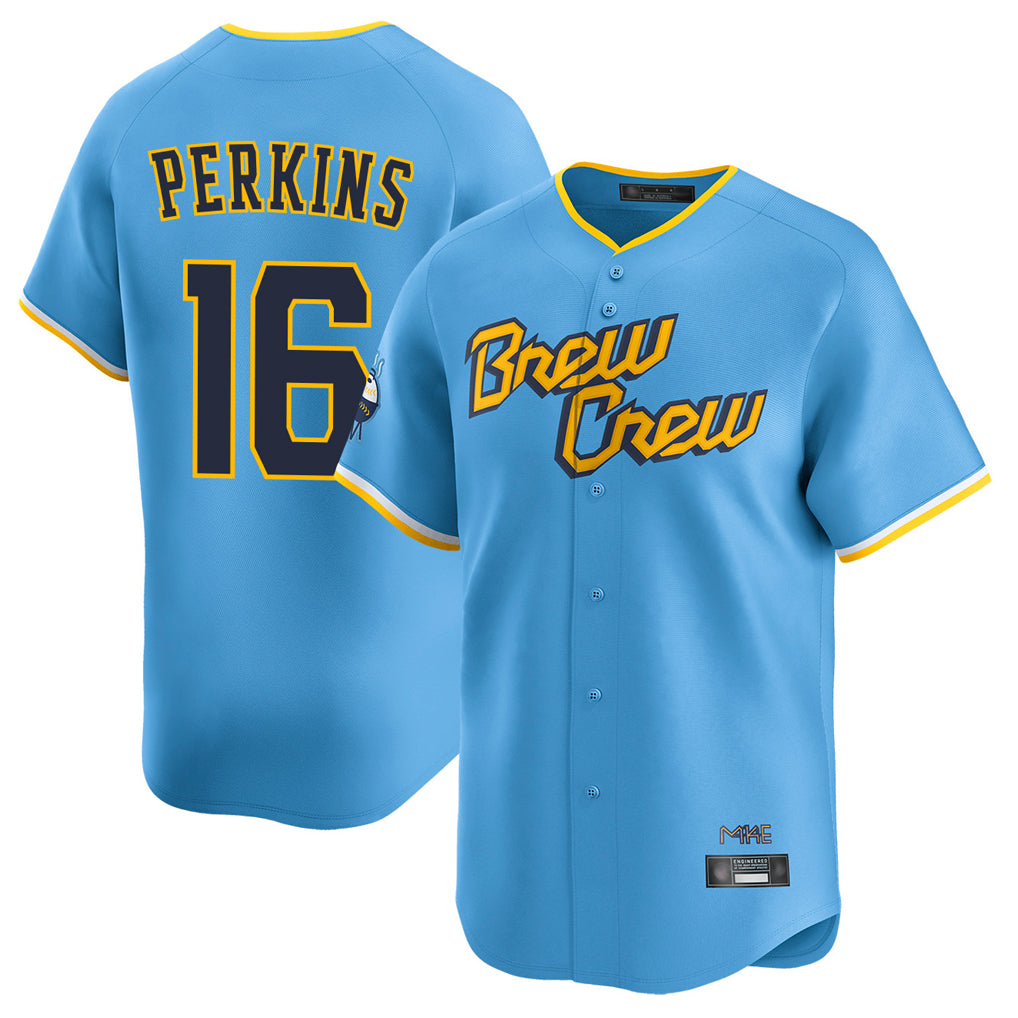 STECN M.Brewers #16 Blake Perkins Player Light Blue City Connect Home Limited Stitched Jerseys