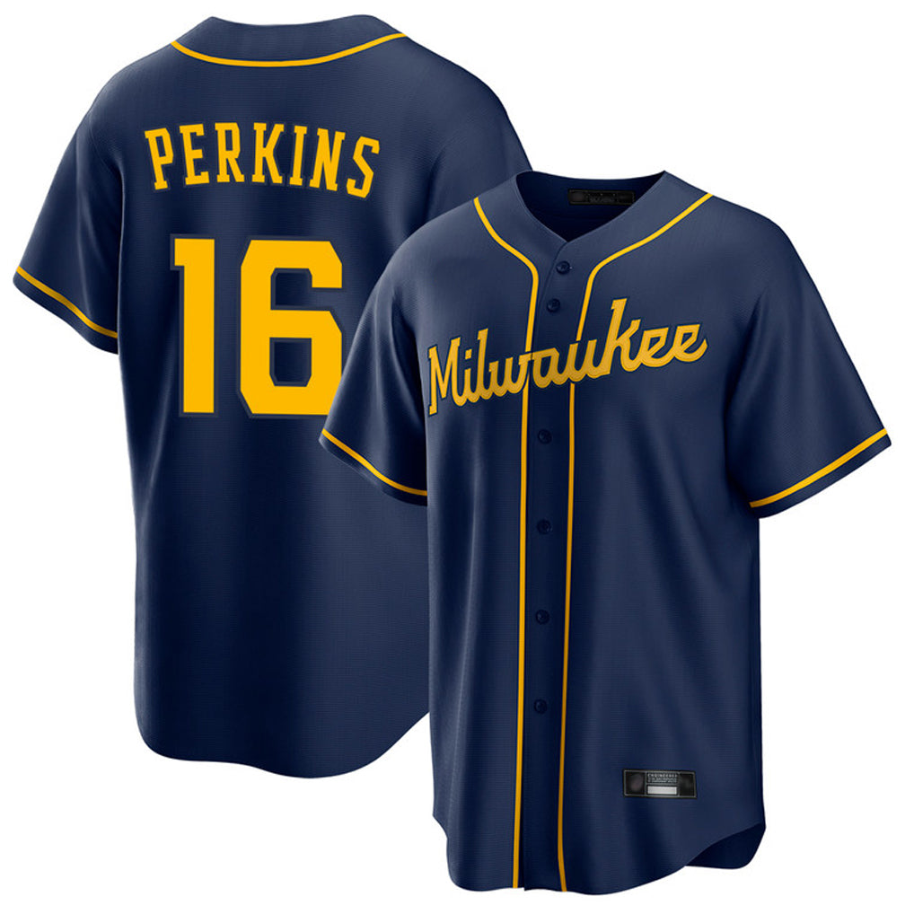 STECN M.Brewers #16 Blake Perkins Player Navy Home Game Stitched Jerseys