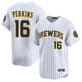 STECN M.Brewers #16 Blake Perkins Player White Stripes Home Limited Game Stitched Jerseys