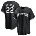 STECN M.Brewers #22 Christian Yelich Player Black Game Home Stitched Jerseys