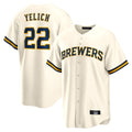 STECN M.Brewers #22 Christian Yelich Player Cream Home Game Stitched Jerseys