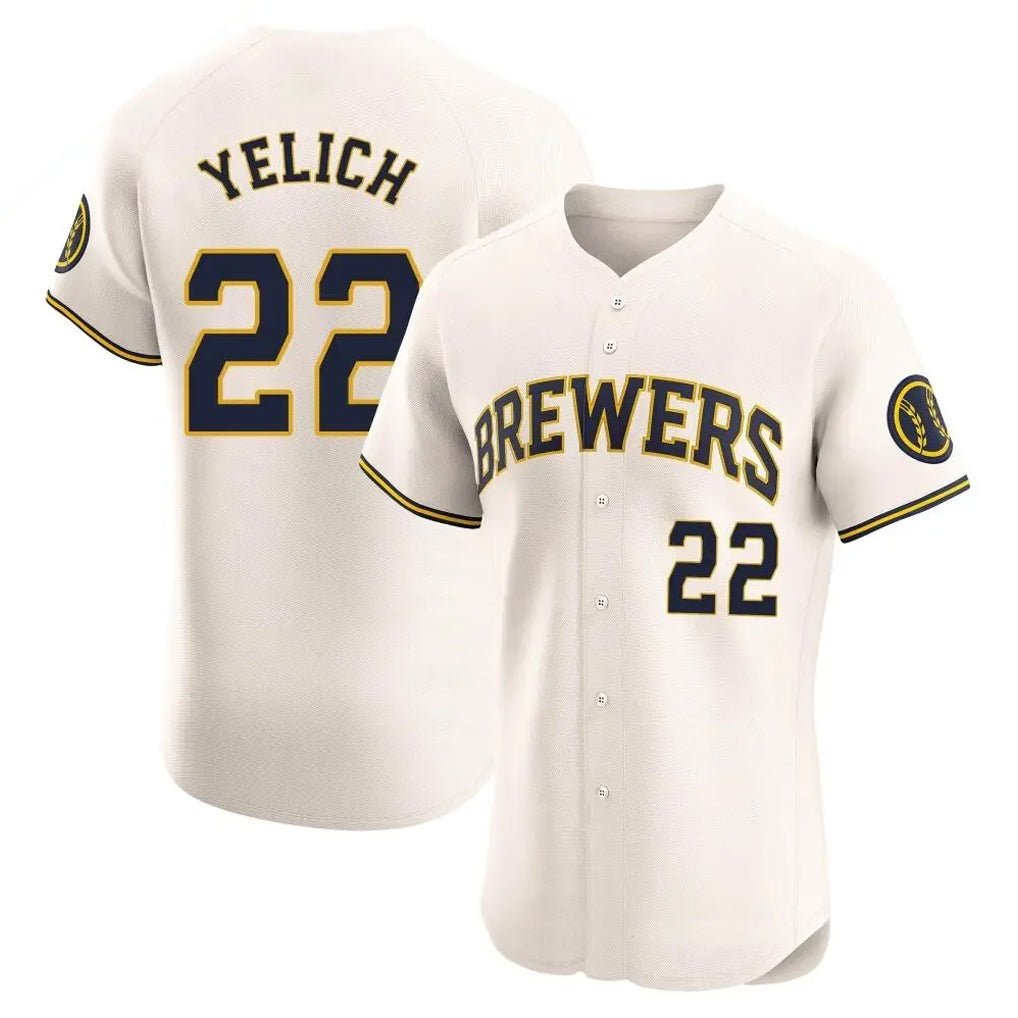 STECN M.Brewers #22 Christian Yelich Player Cream Home Limited Elite Stitched Jerseys
