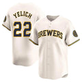STECN M.Brewers #22 Christian Yelich Player Cream Home Limited Game Stitched Jerseys