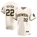 STECN M.Brewers #22 Christian Yelich Player Cream Home Limited Stitched Jerseys