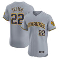 STECN M.Brewers #22 Christian Yelich Player Gray Home Limited Elite Stitched Jerseys