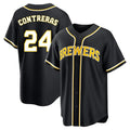 STECN M.Brewers #24 William Contreras Player Black Fashion Out Home Game Stitched Jerseys