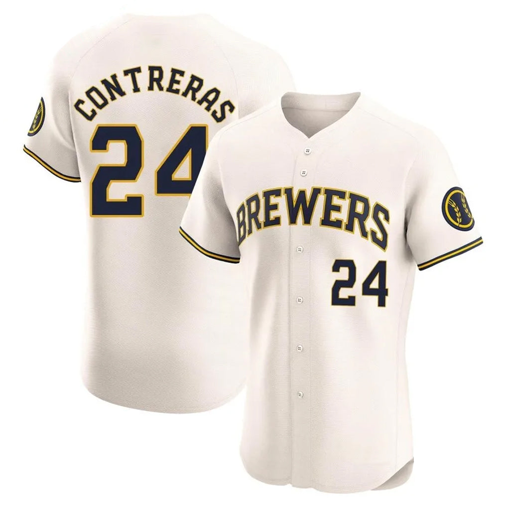 STECN M.Brewers #24 William Contreras Player Cream Home Limited Elite Stitched Jerseys