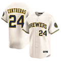 STECN M.Brewers #24 William Contreras Player Cream Home Limited Game Stitched Jerseys