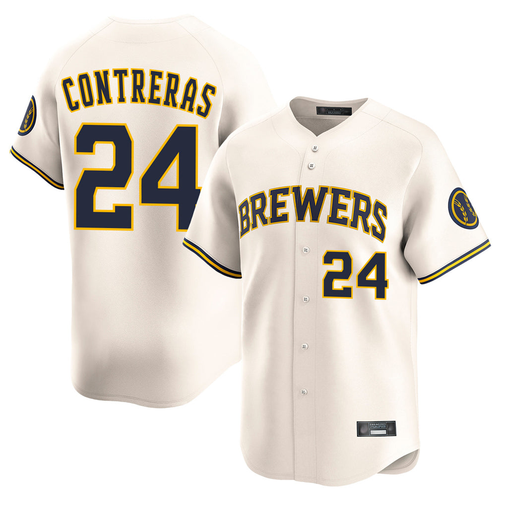 STECN M.Brewers #24 William Contreras Player Cream Home Limited Game Stitched Jerseys
