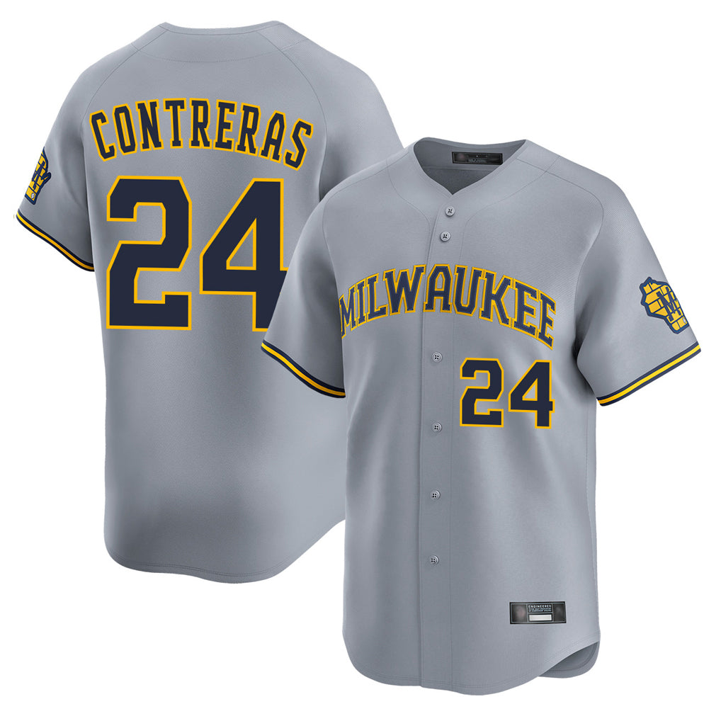 STECN M.Brewers #24 William Contreras Player Gray Home Limited Stitched Jerseys