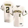 STECN M.Brewers #2 Brice Turang Player Cream Home Limited Game Stitched Jerseys