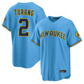STECN M.Brewers #2 Brice Turang Player Light Blue Road Stadium Game Stitched Jerseys