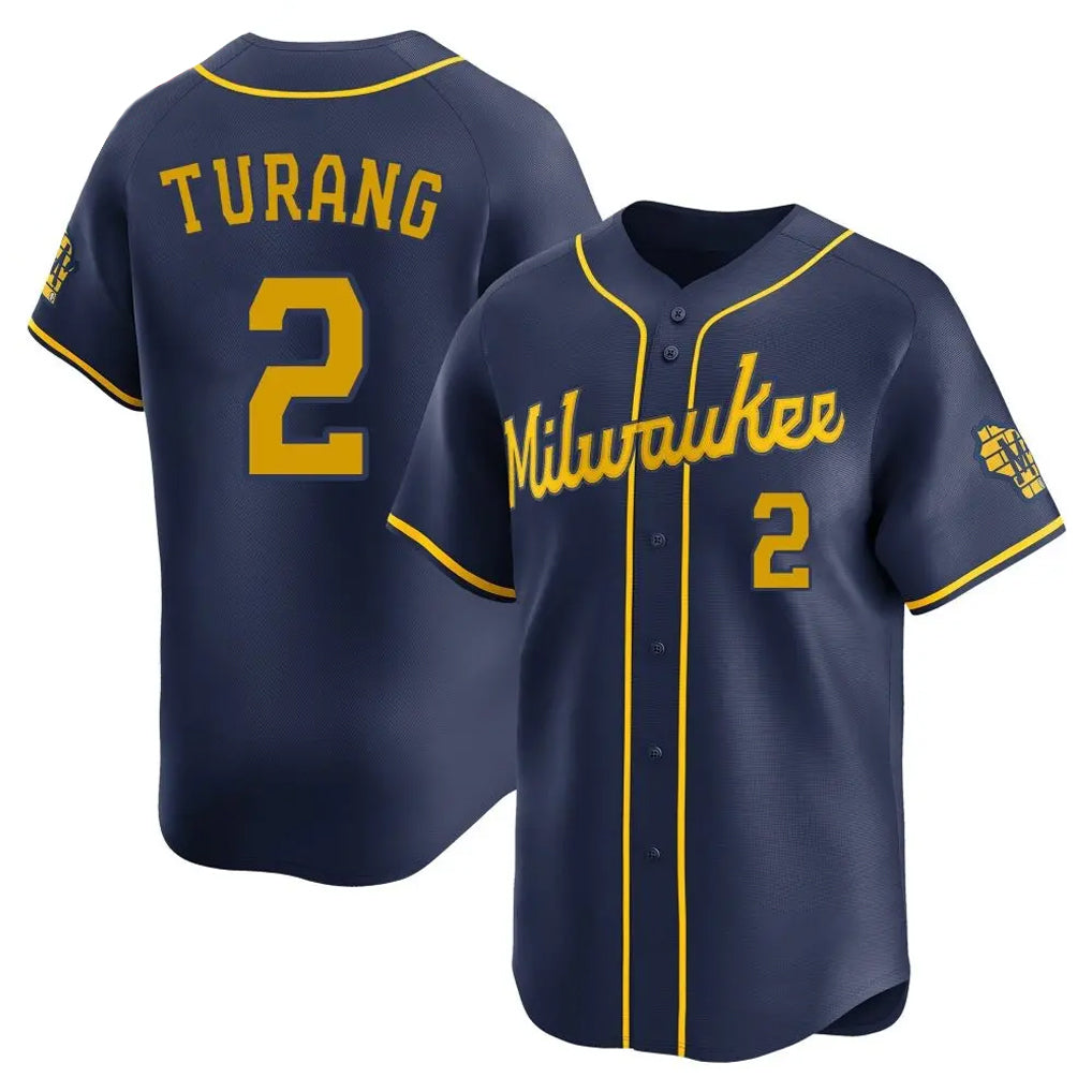 STECN M.Brewers #2 Brice Turang Player Navy Home Limited Stitched Jerseys