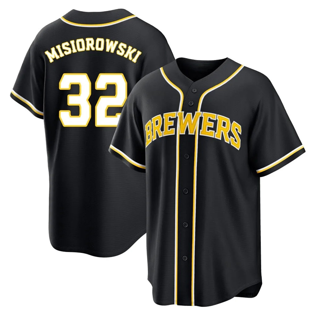 STECN M.Brewers #32 Jacob Misiorowski Player Black Fashion Out Home Game Stitched Jerseys