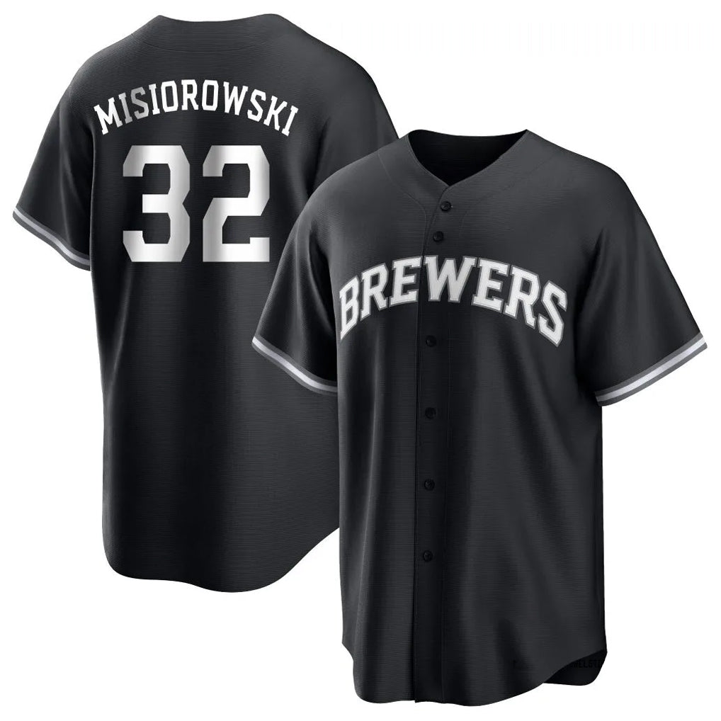 STECN M.Brewers #32 Jacob Misiorowski Player Black Game Home Stitched Jerseys