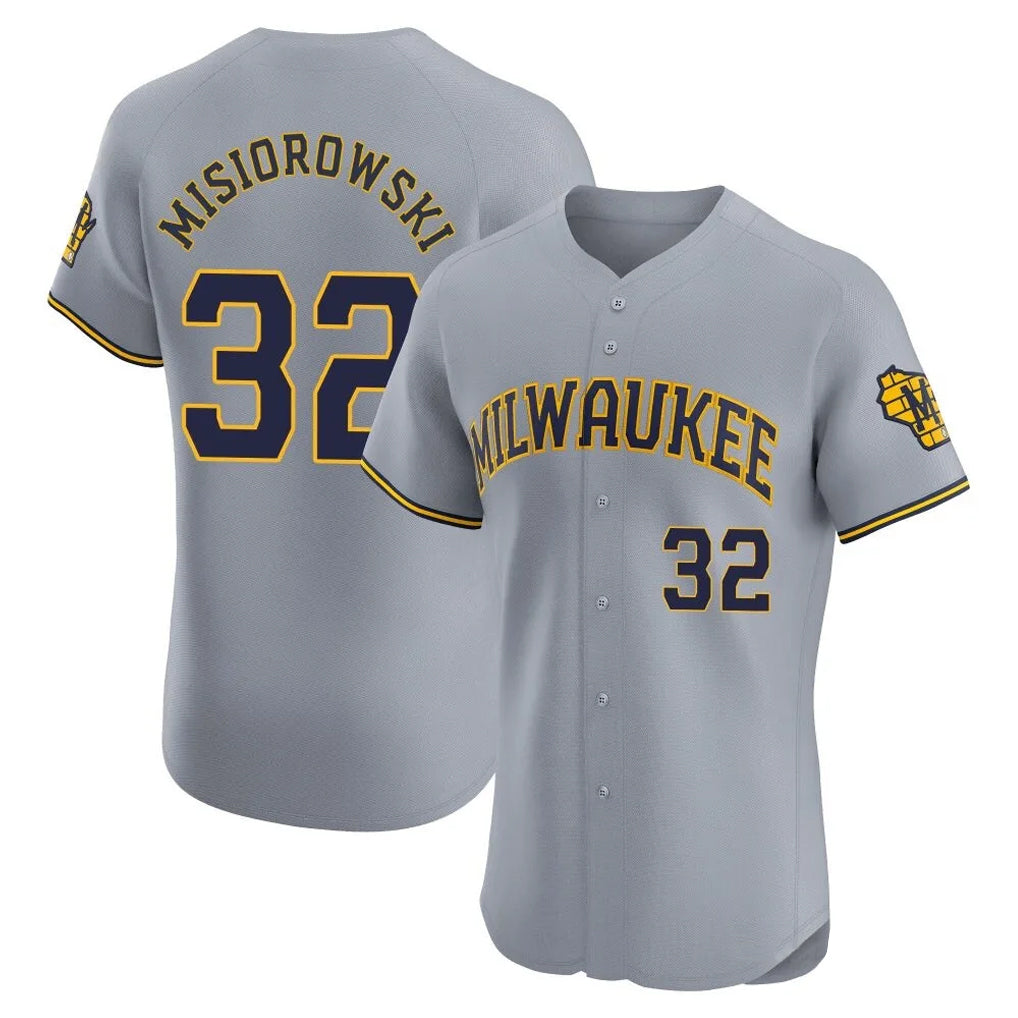 STECN M.Brewers #32 Jacob Misiorowski Player Gray Home Limited Elite Stitched Jerseys