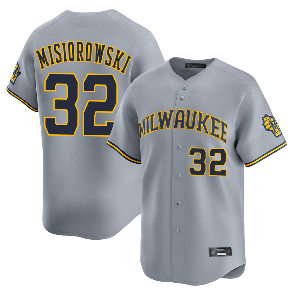 STECN M.Brewers #32 Jacob Misiorowski Player Gray Home Limited Stitched Jerseys