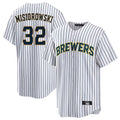 STECN M.Brewers #32 Jacob Misiorowski Player White Stripes Home Game Stitched Jerseys