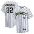 STECN M.Brewers #32 Jacob Misiorowski Player White Stripes Limited Game Home Stitched Jerseys