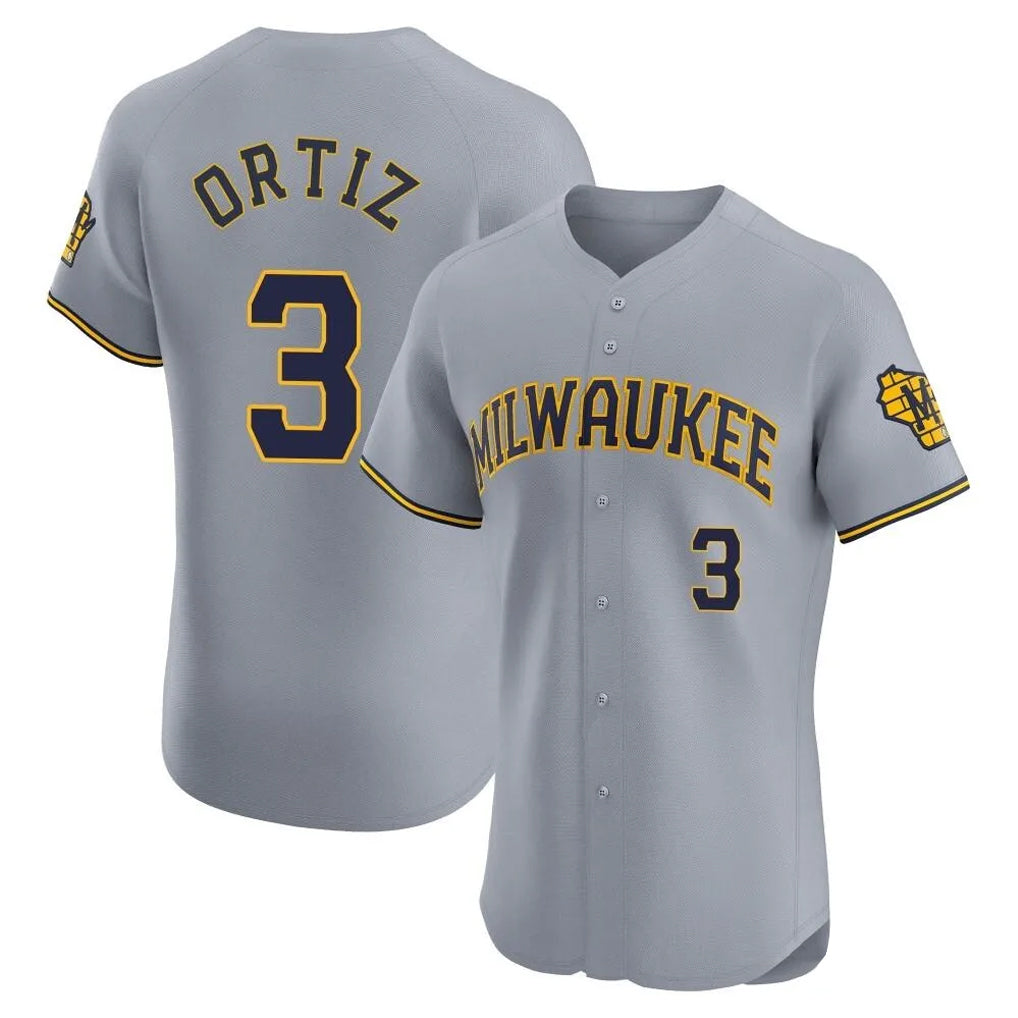 STECN M.Brewers #3 Joey Ortiz Player Gray Home Limited Elite Stitched Jerseys